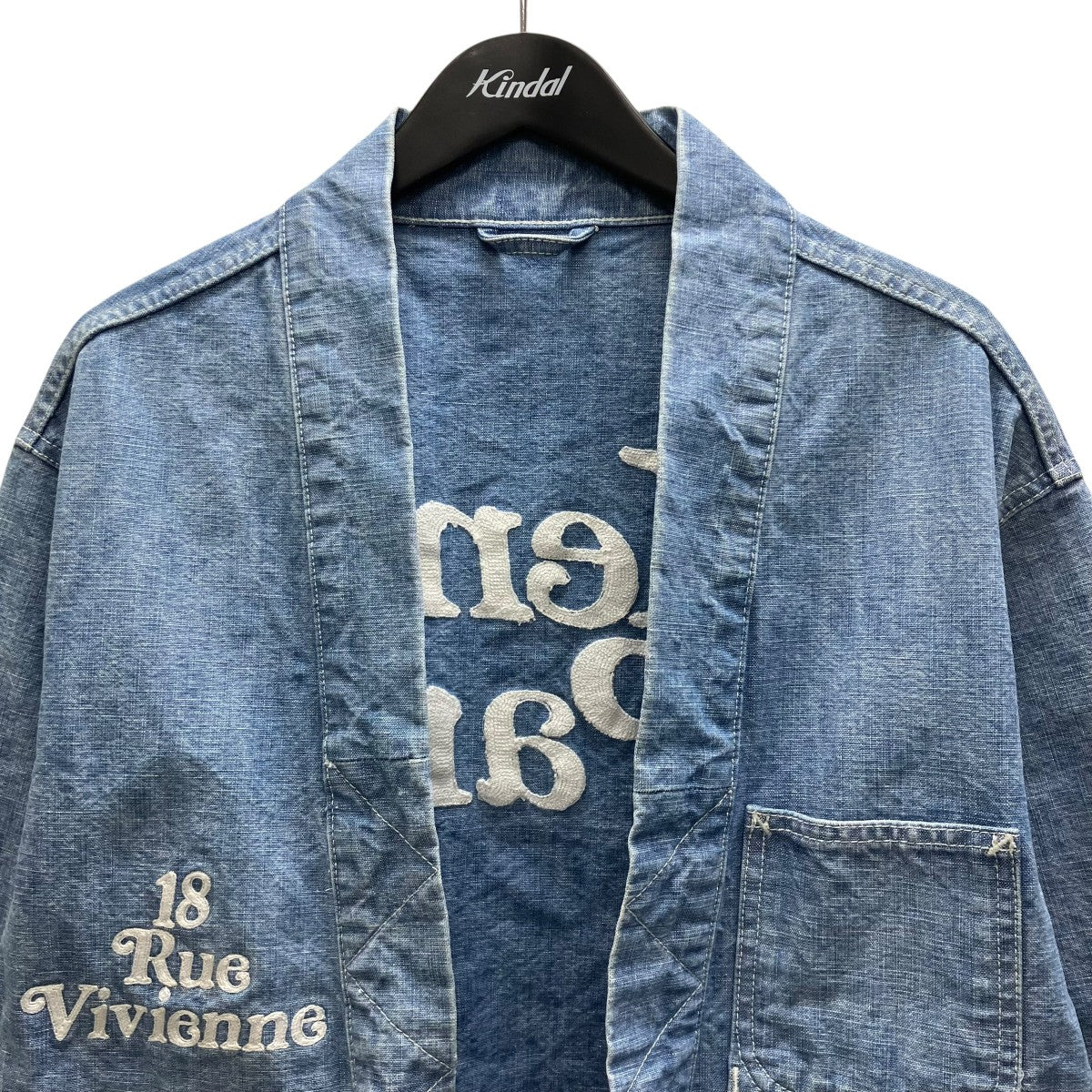 STONE BLEACHED BLUE DENIM KIMONO JACKET キモノデニムジャケット - Image 3