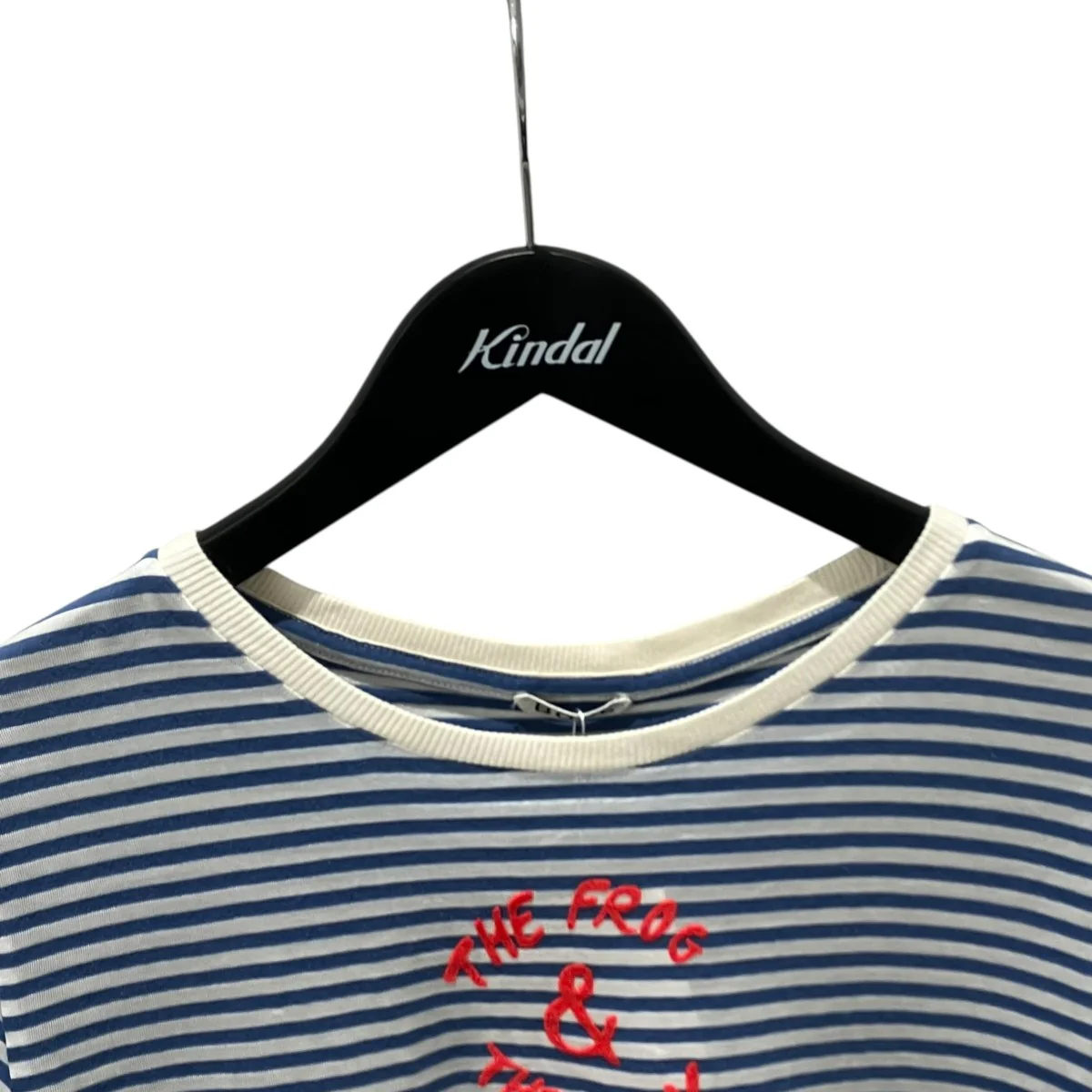 Frog and Pony cropped flocked striped cotton-blend T-shirtボーダーTシャツ92-03-35-03032 - Image 3