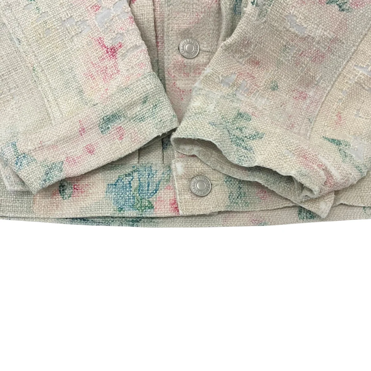 Rayon Linen Floral Pattern Printed X Cowhide レーヨンリネン花柄ジャケット - Image 4