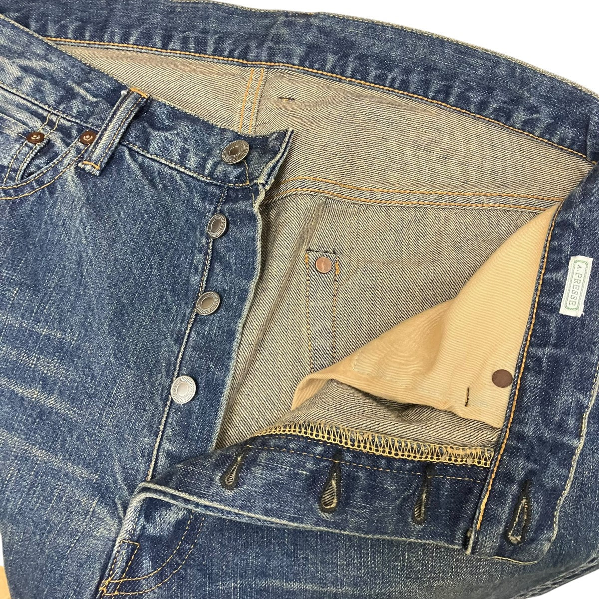 Washed Denim Wide PantsデニムパンツAP-4002 - Image 3